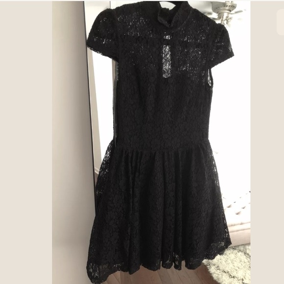 ASOS Women's Black Lace High Neck Prom Dress US4 - Picture 2 of 6